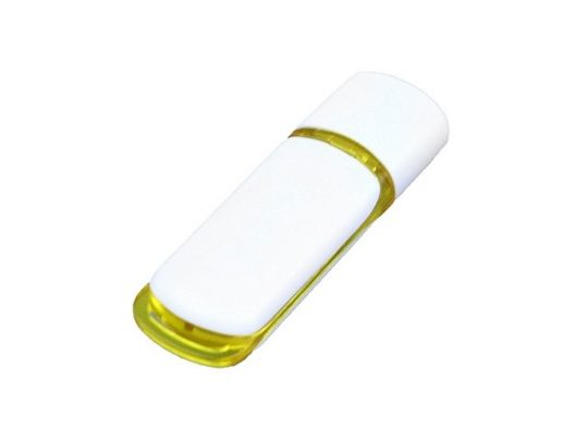 Флешка промо прямоугольной классической формы с цветными вставками, 16 Гб, белый/желтый (16Gb), арт. 016479103