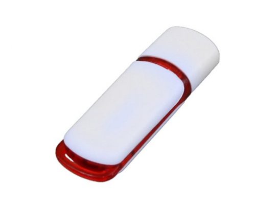 Флешка промо прямоугольной классической формы с цветными вставками, 32 Гб, белый/красный (32Gb), арт. 016482003