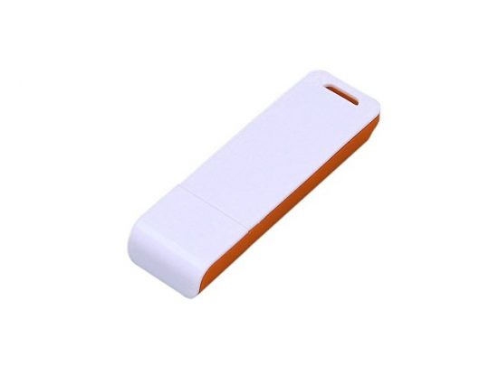 Флешка прямоугольной формы, оригинальный дизайн, двухцветный корпус, 32 Гб, оранжевый/белый (32Gb), арт. 016559203
