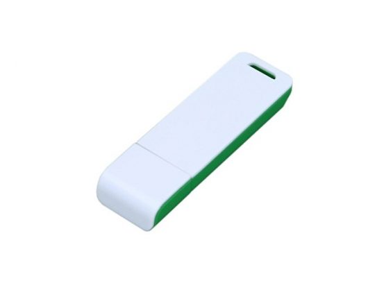 Флешка прямоугольной формы, оригинальный дизайн, двухцветный корпус, 64 Гб, зеленый/белый (64Gb), арт. 016559803