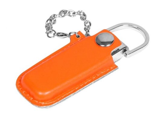 Флешка в массивном корпусе с кожаным чехлом, 16 Гб, оранжевый (16Gb), арт. 016500303