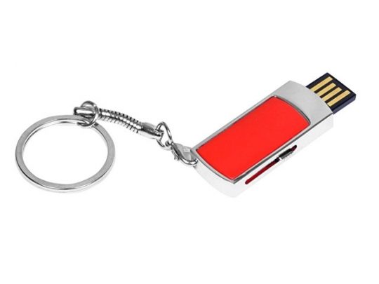 Флешка прямоугольной формы, выдвижной механизм с мини чипом, 16 Гб, красный/серебристый (16Gb), арт. 016499303