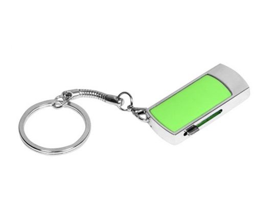 Флешка прямоугольной формы, выдвижной механизм с мини чипом, 32 Гб, зеленый/серебристый (32Gb), арт. 016510903