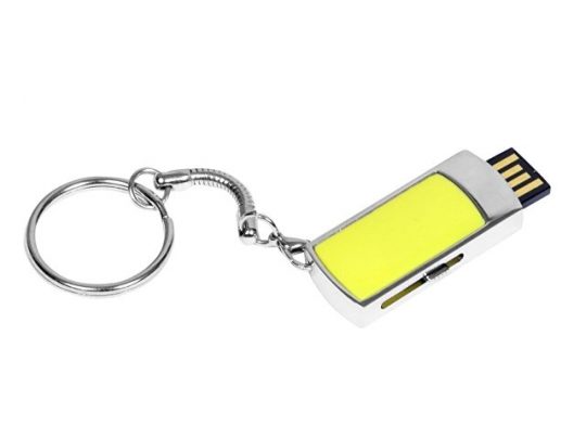 Флешка прямоугольной формы, выдвижной механизм с мини чипом, 32 Гб, желтый/серебристый (32Gb), арт. 016511403