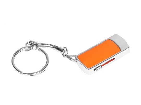 Флешка прямоугольной формы, выдвижной механизм с мини чипом, 32 Гб, оранжевый/серебристый (32Gb), арт. 016511003