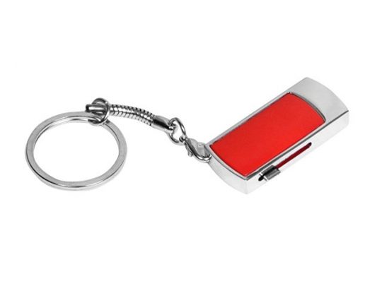 Флешка прямоугольной формы, выдвижной механизм с мини чипом, 64 Гб, красный/серебристый (64Gb), арт. 016512003
