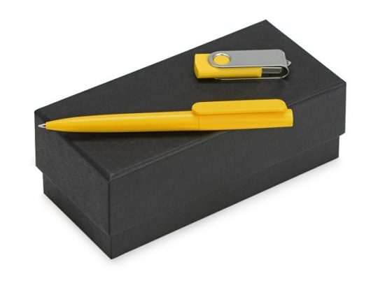 Подарочный набор Qumbo с ручкой и флешкой, желтый (8Gb), арт. 016610003