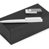Подарочный набор Qumbo с ручкой и флешкой, белый (8Gb), арт. 016609903