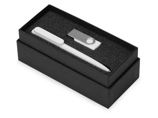 Подарочный набор Qumbo с ручкой и флешкой, белый (8Gb), арт. 016609903