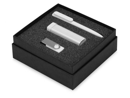 Подарочный набор On-the-go с флешкой, ручкой и зарядным устройством, белый (8Gb), арт. 016610703