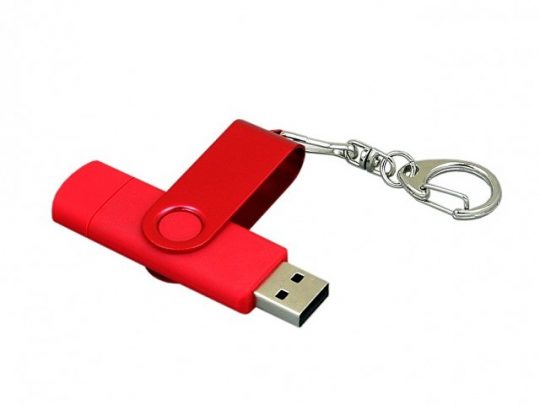 Флешка с поворотным механизмом, c дополнительным разъемом Micro USB, 32 Гб, красный (32Gb), арт. 016515603