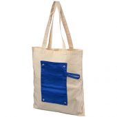 Хлопковая рулонная сумка-тоут на кнопках, натуральный/синий, арт. 016854203