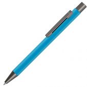 Ручка шариковая UMA STRAIGHT GUM soft-touch, с зеркальной гравировкой, голубой, арт. 016831603