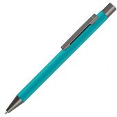 Ручка шариковая UMA STRAIGHT GUM soft-touch, с зеркальной гравировкой, морская волна, арт. 016831903