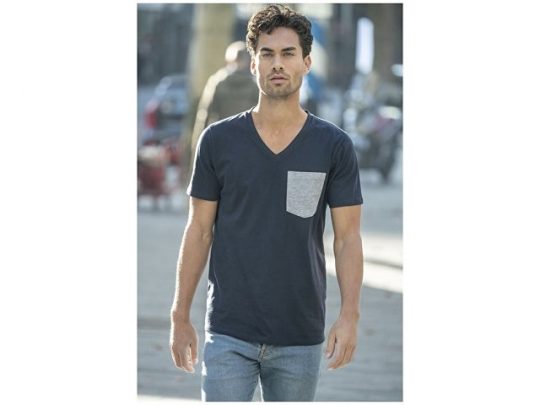 Мужская футболка Gully с коротким рукавом и кармашком, темно-синий/серый (XL), арт. 016758303