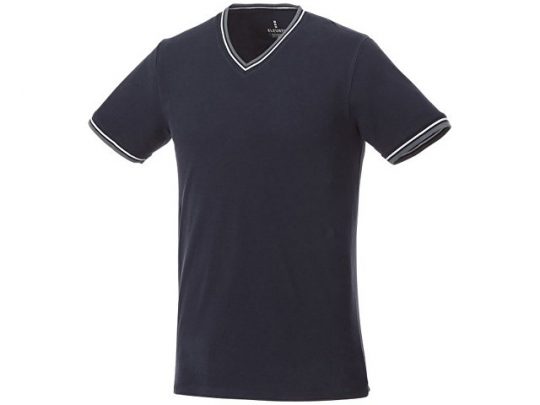 Мужская футболка Elbert с коротким рукавом, пике и кармашком, темно-синий/серый меланж/белый (XL), арт. 016769303