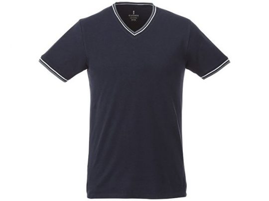 Мужская футболка Elbert с коротким рукавом, пике и кармашком, темно-синий/серый меланж/белый (L), арт. 016769203