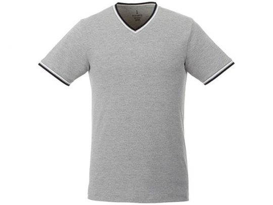 Мужская футболка Elbert из пике с коротким рукавом и кармашком, серый меланж/темно-синий/белый (2XL), арт. 016770103