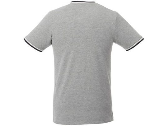 Мужская футболка Elbert из пике с коротким рукавом и кармашком, серый меланж/темно-синий/белый (M), арт. 016769803