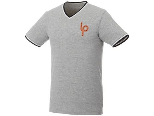 Мужская футболка Elbert из пике с коротким рукавом и кармашком, серый меланж/темно-синий/белый (M), арт. 016769803