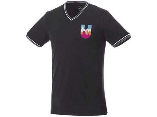 Мужская футболка Elbert из пике с коротким рукавом и кармашком, черный/серый меланж/белый (S), арт. 016770403