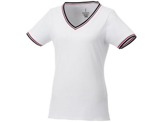 Женская футболка Elbert из пике с коротким рукавом и кармашком, белый/темно-синий/красный (2XL), арт. 016771503