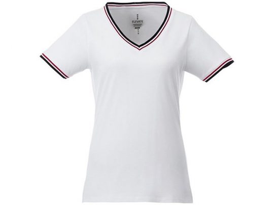 Женская футболка Elbert из пике с коротким рукавом и кармашком, белый/темно-синий/красный (2XL), арт. 016771503