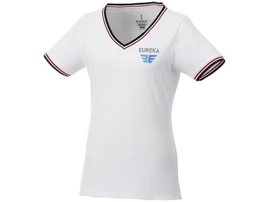 Женская футболка Elbert из пике с коротким рукавом и кармашком, белый/темно-синий/красный (XL), арт. 016771403