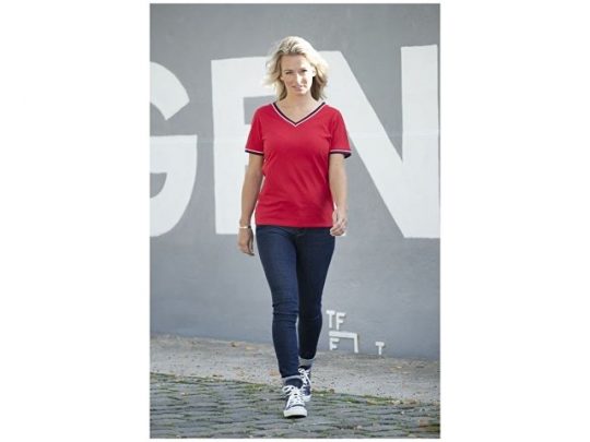 Женская футболка Elbert из пике с коротким рукавом и кармашком, красный/темно-синий/белый (M), арт. 016771803