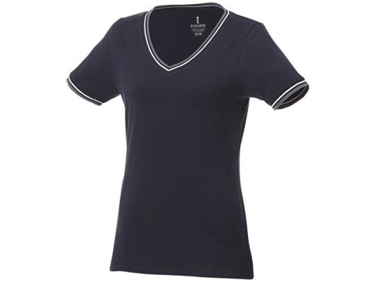 Женская футболка Elbert из пике с коротким рукавом и кармашком, темно-синий/серый меланж/белый (M), арт. 016772403