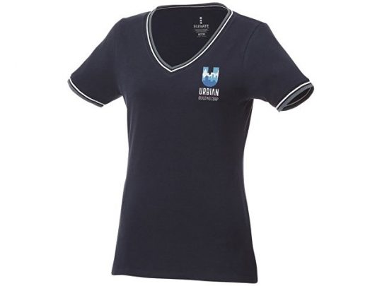 Женская футболка Elbert из пике с коротким рукавом и кармашком, темно-синий/серый меланж/белый (S), арт. 016772303