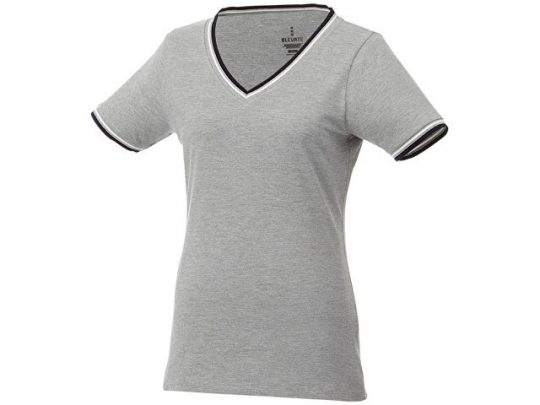 Женская футболка Elbert из пике с коротким рукавом и кармашком, серый меланж/темно-синий/белый (L), арт. 016773103