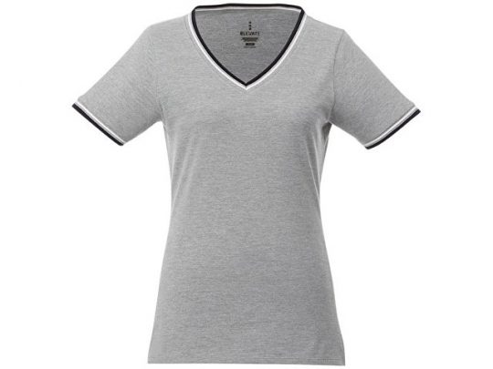 Женская футболка Elbert из пике с коротким рукавом и кармашком, серый меланж/темно-синий/белый (S), арт. 016772903