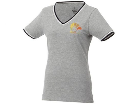 Женская футболка Elbert из пике с коротким рукавом и кармашком, серый меланж/темно-синий/белый (M), арт. 016773003