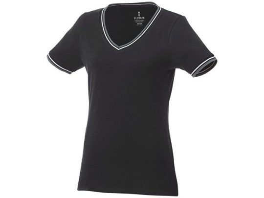 Женская футболка Elbert из пике с коротким рукавом и кармашком, черный/серый меланж/белый (XS), арт. 016773403