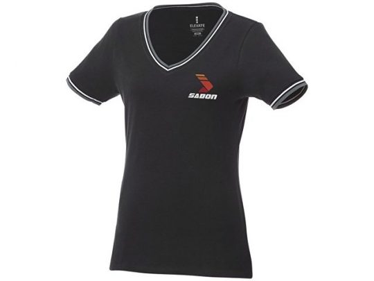 Женская футболка Elbert из пике с коротким рукавом и кармашком, черный/серый меланж/белый (S), арт. 016773503