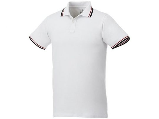 Мужская футболка поло Fairfield с коротким рукавом с проклейкой, белый/темно-синий/красный (2XL), арт. 016774503