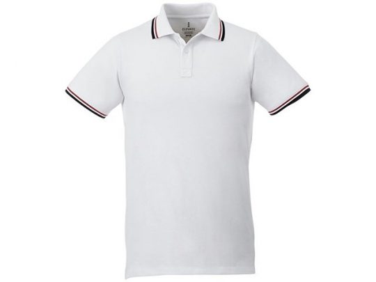 Мужская футболка поло Fairfield с коротким рукавом с проклейкой, белый/темно-синий/красный (2XL), арт. 016774503