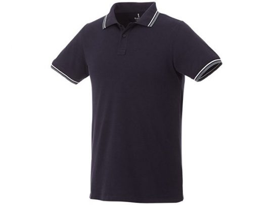 Мужская футболка поло Fairfield с коротким рукавом с проклейкой, темно-синий/серый меланж/белый (2XL), арт. 016775903