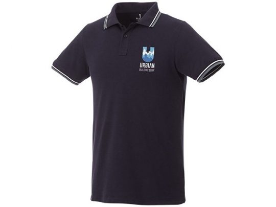 Мужская футболка поло Fairfield с коротким рукавом с проклейкой, темно-синий/серый меланж/белый (M), арт. 016775603