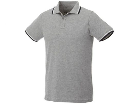 Мужская футболка поло Fairfield с коротким рукавом с проклейкой, серый меланж/темно-синий/белый (3XL), арт. 016776703