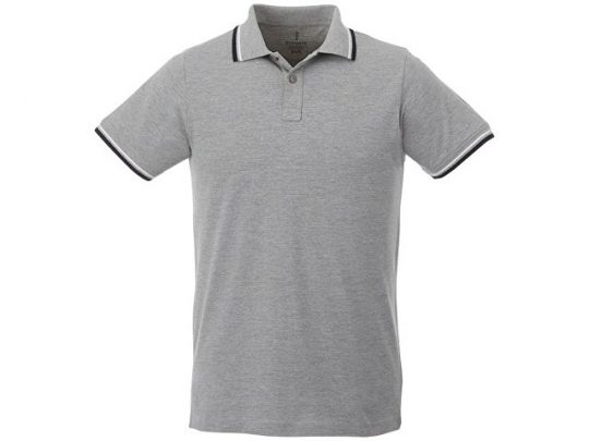 Мужская футболка поло Fairfield с коротким рукавом с проклейкой, серый меланж/темно-синий/белый (S), арт. 016776203
