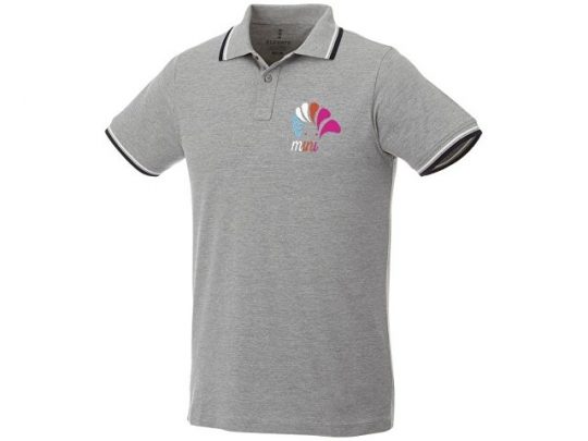 Мужская футболка поло Fairfield с коротким рукавом с проклейкой, серый меланж/темно-синий/белый (2XL), арт. 016776603