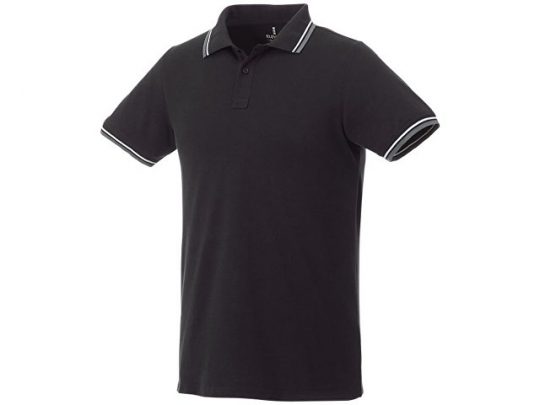 Мужская футболка поло Fairfield с коротким рукавом с проклейкой, черный/серый меланж/белый (XL), арт. 016777203