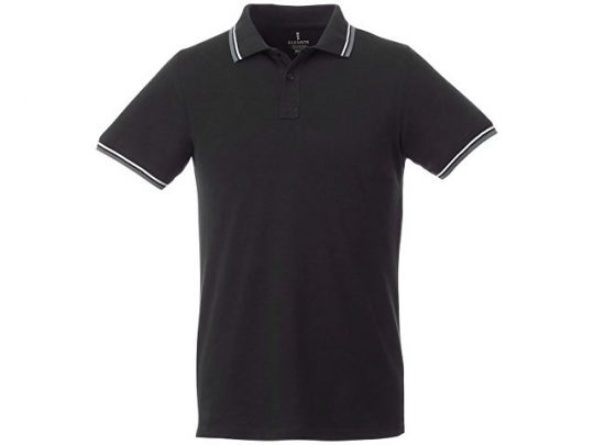 Мужская футболка поло Fairfield с коротким рукавом с проклейкой, черный/серый меланж/белый (3XL), арт. 016777403
