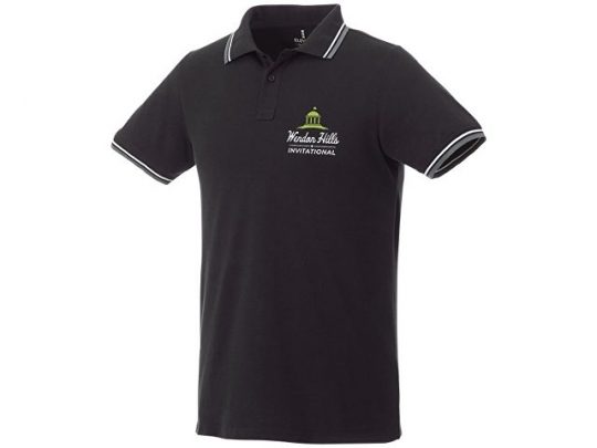 Мужская футболка поло Fairfield с коротким рукавом с проклейкой, черный/серый меланж/белый (2XL), арт. 016777303
