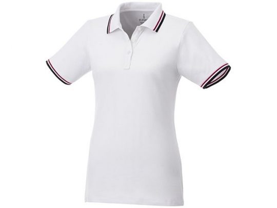 Женская футболка поло Fairfield с коротким рукавом с проклейкой, белый/темно-синий/красный (L), арт. 016777803