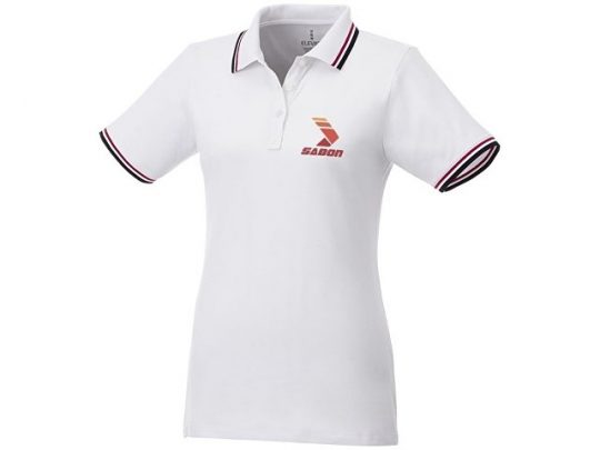 Женская футболка поло Fairfield с коротким рукавом с проклейкой, белый/темно-синий/красный (S), арт. 016777603