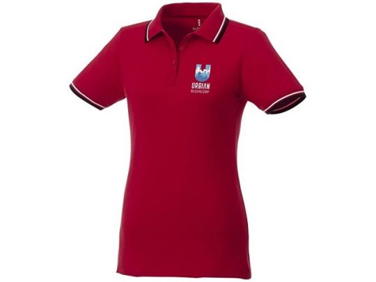 Женская футболка поло Fairfield с коротким рукавом с проклейкой, красный/темно-синий/белый (2XL), арт. 016778603