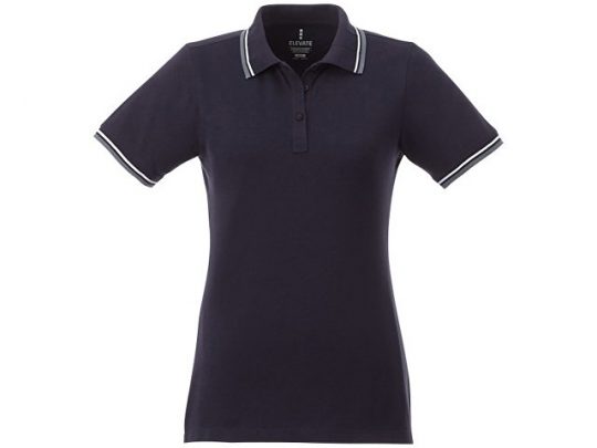 Женская футболка поло Fairfield с коротким рукавом с проклейкой, темно-синий/серый меланж/белый (S), арт. 016778803